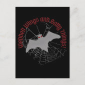 "Webbed Wings and Batty Things" Halloween Vampire Postkarte (Vorderseite)