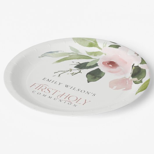 WEBBUSH PINK ROSE FLORAL ERSTER HOLZGEMEINSCHAFT PAPPTELLER (Schrägansicht)