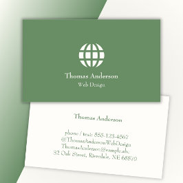 Webdesign Minimalistisch Modernes Grün und Weiß Visitenkarte