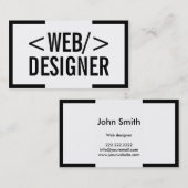 Webdesign Schlicht fett Schwarze Grenze Elegant Visitenkarte (Vorne/Hinten)