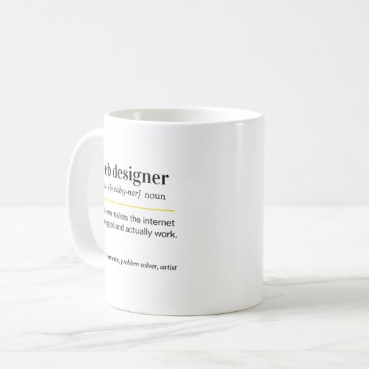 Webdesigner-Definitionsgeschenk Kaffeetasse (Vorderseite Links)