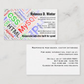 Webentwickler Berufliche Word Art Visitenkarte (Vorne/Hinten)