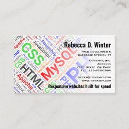 Webentwickler Berufliche Word Art Visitenkarte