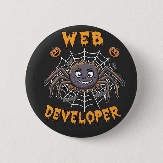 Webentwickler Funny Spooky Halloween Spider Button (Vorderseite)