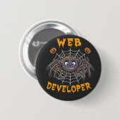 Webentwickler Funny Spooky Halloween Spider Button (Vorne & Hinten)