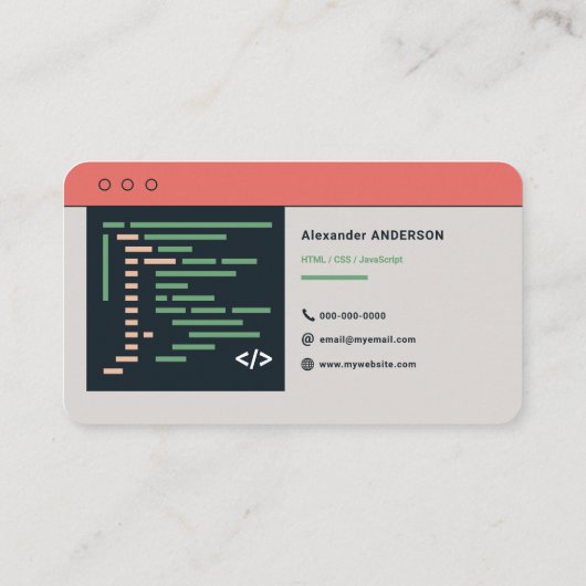 Webentwickler Visitenkarte (Rückseite)