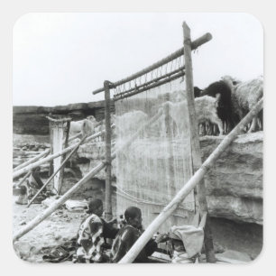 Weber aus Navajo, c.1914 Quadratischer Aufkleber