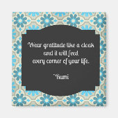 Weber Dankbarkeit Rumi Quote Square Magnet (Vorne)