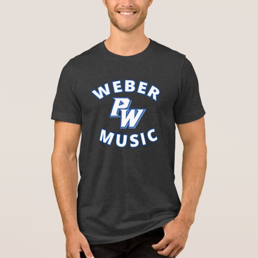 Weber Music (blauer Text) mit neuem PW-Logo Tri-Blend Shirt (Vorderseite)