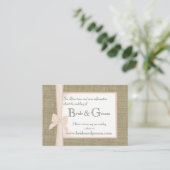 Webinfo zu Hochzeiten von Burlap und Blush Bow Begleitkarte (Stehend Vorderseite)