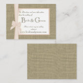 Webinfo zu Hochzeiten von Burlap und Blush Bow Begleitkarte (Vorne/Hinten)