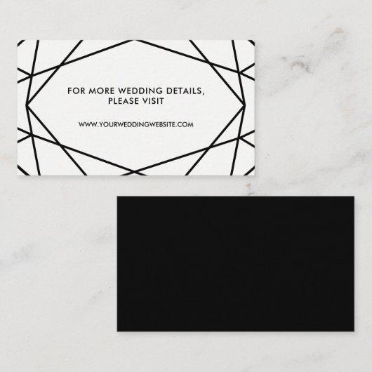 Webkarten für Hochzeiten in Schwarz und Weiß Begleitkarte (Vorne/Hinten)