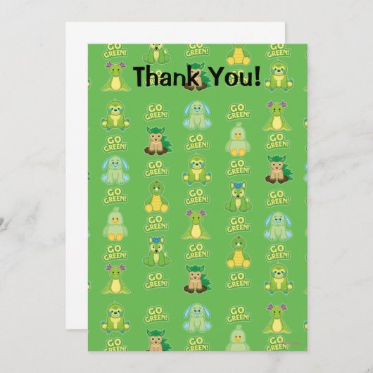 Webkinz gehen Muster grünes Dankeskarte (Vorne/Hinten)