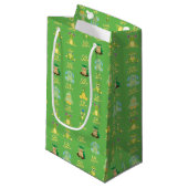 Webkinz gehen Muster grünes Kleine Geschenktüte (Vorderseite Schrägansicht)