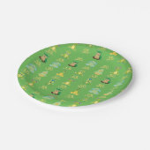 Webkinz gehen Muster grünes Pappteller (Schrägansicht)