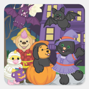 Webkinz Halloween Trick oder Treat Quadratischer Aufkleber