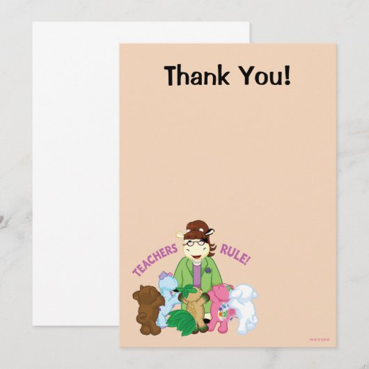 Webkinz: Lehrer-Regel! Dankeskarte (Vorne/Hinten)
