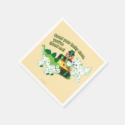 Webkinz Leprechaun Clover Cat Lucky Dino Serviette (Ecke)