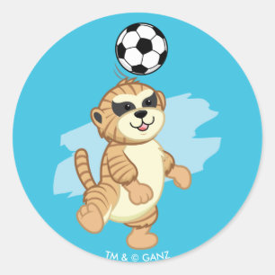 Webkinz   Meerkat, das Fußball spielt Runder Aufkleber