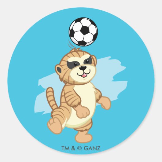 Webkinz | Meerkat Playing Soccer 2 Runder Aufkleber (Vorderseite)