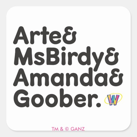 Webkinz-Namensgestaltung Quadratischer Aufkleber (Vorderseite)