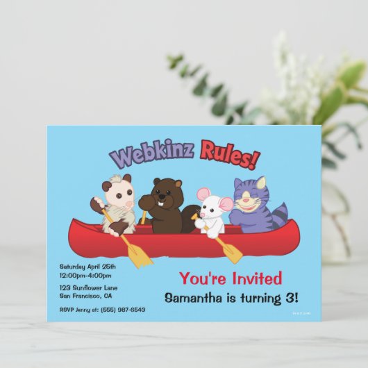 Webkinz | Webkinz Regel-Kanu-Reise Einladung (Stehend Vorderseite)