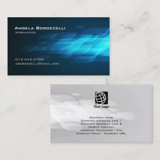 Webmaster Computer InternetTechnical BlueFlashback Visitenkarte (Vorne/Hinten)