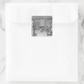 Webraum für Strümpfe Quadratischer Aufkleber (Tasche)