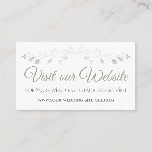 Webseite für einfache Hochzeiten: Grün und Weiß Begleitkarte (Vorderseite)