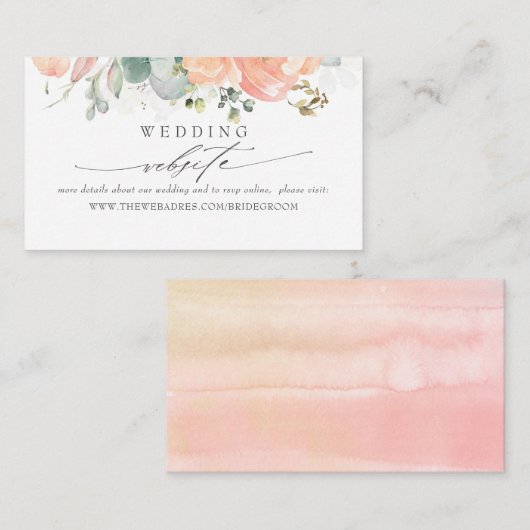 Webseite für Hochzeiten und Peach Foliage Visitenkarte (Vorne/Hinten)