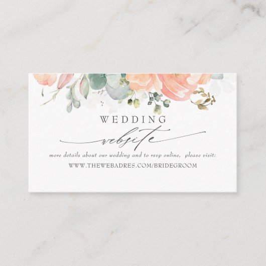 Webseite für Hochzeiten und Peach Foliage Visitenkarte (Vorderseite)