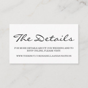 Website-Abschlusskarte für Hochzeiten Begleitkarte