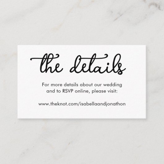 Website-Abschlusskarte für Hochzeiten Begleitkarte (Vorderseite)