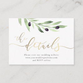 Website-Abschlusskarte für Olivenbäume Begleitkarte