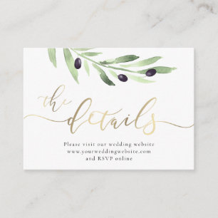 Website-Abschlusskarte für Olivenbäume Begleitkarte