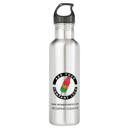 Website-Adresse des Unternehmens hinzufügen Edelstahlflasche (Vorderseite)