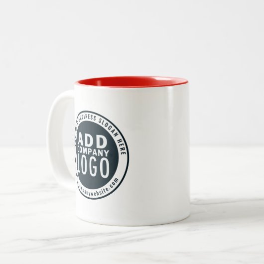 Website-Adresse des Unternehmens hinzufügen Zweifarbige Tasse (Vorderseite Links)