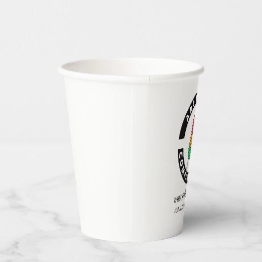 Website-Adresse und Slogan für Ihr Unternehmen hin Pappbecher (Rechts)
