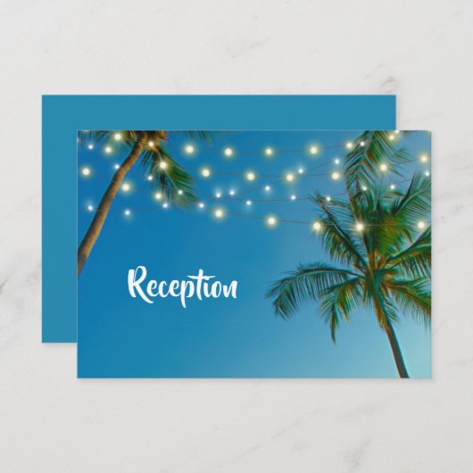 Website Beach String Lights Palm Tree Empfang Begleitkarte (Vorne/Hinten)