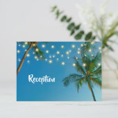 Website Beach String Lights Palm Tree Empfang Begleitkarte (Stehend Vorderseite)