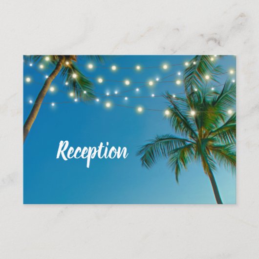 Website Beach String Lights Palms Ombre Empfang Begleitkarte (Vorderseite)