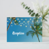 Website Beach String Lights Palms Ombre Empfang Begleitkarte (Stehend Vorderseite)