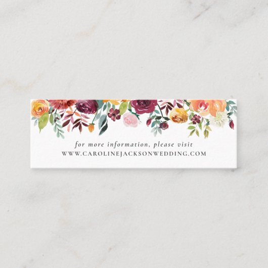 Website-Beilage für Herbsthochzeiten Mini Visitenkarte (Vorderseite)