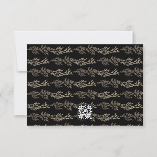 WEBSITE "Black Ebony Botanical Wreath QR CODE" RSVP Karte (Rückseite)