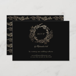 WEBSITE "Black Ebony Botanical Wreath QR CODE" RSVP Karte
