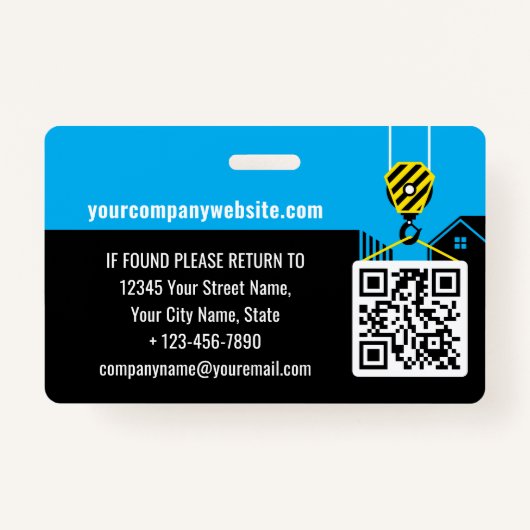 Website Blue Custom Besucher Pass ID Logo Konstruk Ausweis (Rückseite)