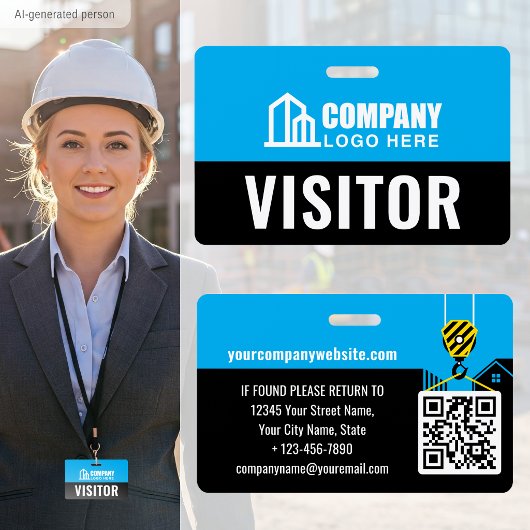 Website Blue Custom Besucher Pass ID Logo Konstruk Ausweis