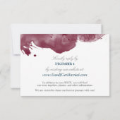 Website Burgundy & Navy Watercolor Wedding RSVP (Rückseite)