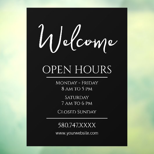 Website "Business Welcome and Open Hours" Fensteraufkleber (Blatt 3)