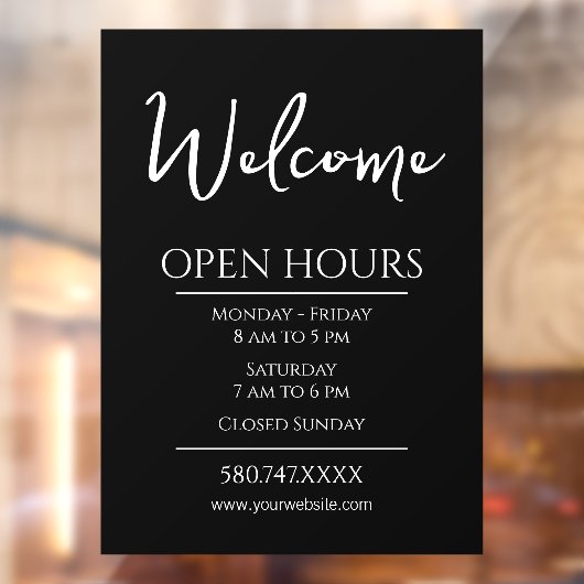 Website "Business Welcome and Open Hours" Fensteraufkleber (Blatt 2)